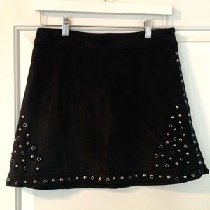 NWT Black Suede Studded Mini Skirt